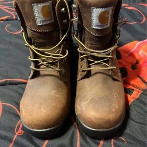 Carhartt Rugged Brown Boots with Yellow Laces